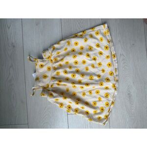 Zara Baby Girls Sunflower Print Seersucker Pinafore Dress Yellow Cream 18-24M